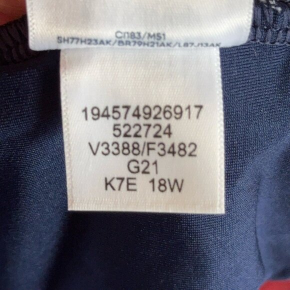 Lands End Tankini Swim Top Plus Size 18W V Neck Wrap Underwire Navy Polka Dot - Picture 6 of 11